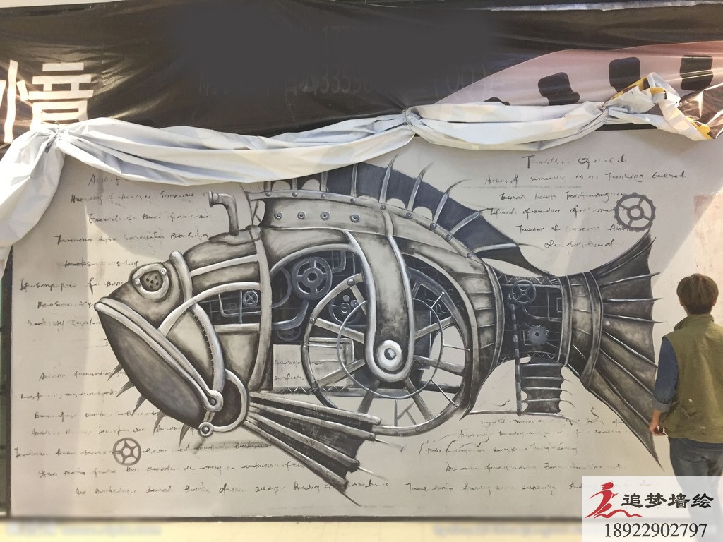 餐廳工業風涂鴉【手繪墻畫】