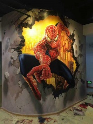 3D立體畫蜘蛛俠【墻繪公司】